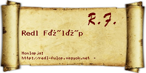 Redl Fülöp névjegykártya